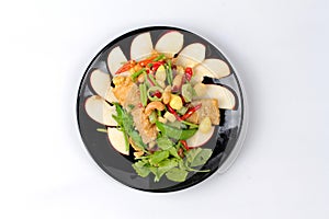 Chinese Vegetable festival food as fried cashews nut and ginkgo with mixed vegetables, 