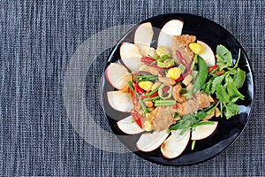 Chinese Vegetable festival food as fried cashews nut and ginkgo with mixed vegetables, 