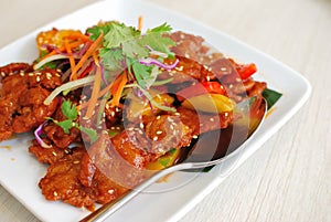 Chinese vegetarian sweet and sour pork cuisine