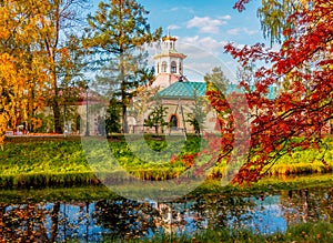 Chinese village in autumn in Tsarskoe Selo (Pushkin), Saint Petersburg, Russia