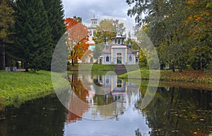 Chinese village in autumn in Tsarskoe Selo, Saint Petersburg, Russia