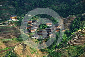 Chinese village in Longji terrace,Guilin