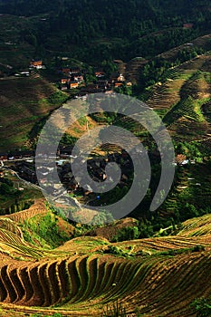 Chinese village in Longji terrace,Guilin