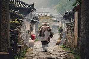 Chinese village old person. Generate Ai