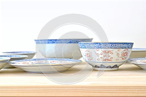 Chinese vintage style blue and white dishes