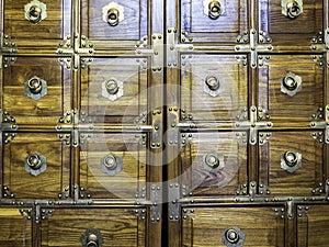 Chinese vintage wooden chest with many drawers photo