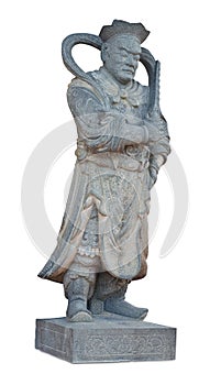 Chinese warrior stone statue at Matchimawas temple an Songkhla