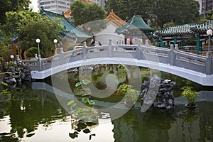 Chinese Water Garden Bridge Temple Hong Kong