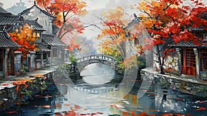 The Chinese Watercourse - Oil Painting