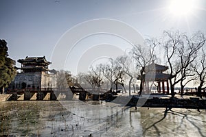 Chinese waterfront pavilion at the Summer Palace, Beijing China