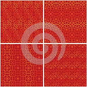 Chinese window red Fu set seamless pattern