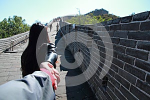 A Chinese woman on China Badaling Great Wall