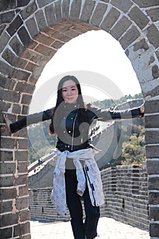 A Chinese woman on China Badaling Great Wall