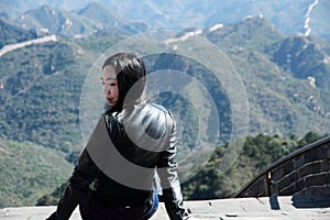 A Chinese woman on China Badaling Great Wall