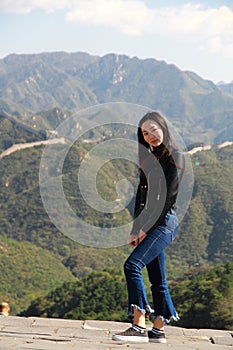 A Chinese woman on China Badaling Great Wall