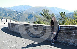 A Chinese woman on China Badaling Great Wall