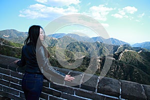 A Chinese woman on China Badaling Great Wall