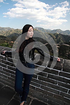 A Chinese woman on China Badaling Great Wall