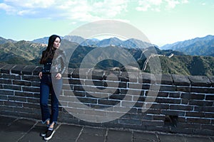 A Chinese woman on China Badaling Great Wall