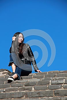 A Chinese woman on China Badaling Great Wall