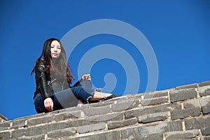 A Chinese woman on China Badaling Great Wall