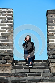 A Chinese woman on China Badaling Great Wall