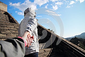 A Chinese woman on China Badaling Great Wall