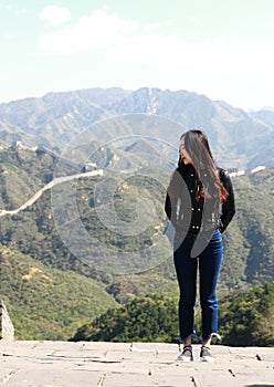 A Chinese woman on China Badaling Great Wall photo