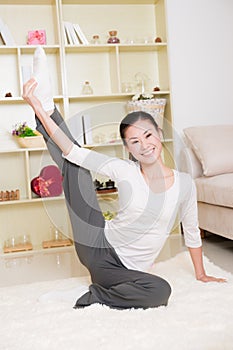 Chinese woman doing yoga