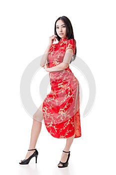 Chinese woman dress traditional cheongsam photo