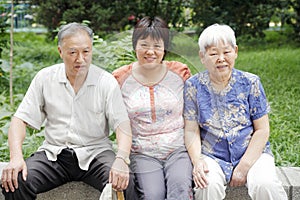 Chinese woman with her parents