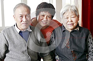 Chinese woman with her parents