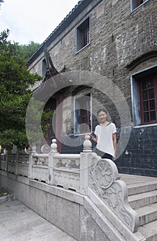 Chinese woman at Jinshan Temple Zhenjiang China