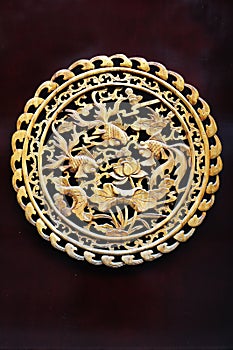 Chinese woodcarving:fish and lotus