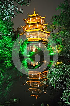 Chinese wooden tower in Chengdu