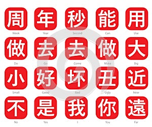 Chinese Word Logo in red cubic box set 4