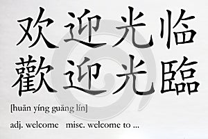 Chinese word welcome