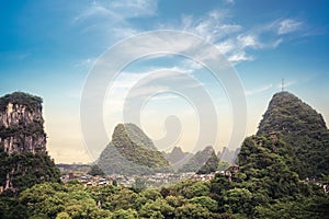 Chinese yangshuo county town scenery