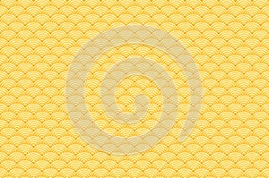 Chinese yellow gold seamless pattern dragon fish scales simple seamless pattern Nature background with japanese wave circle patter