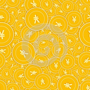 Chinese yuan coins seamless pattern. Likable scatt