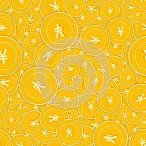 Chinese yuan coins seamless pattern. Likable scatt photo