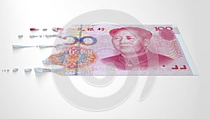 Chinese Yuan Melting Dripping Banknote