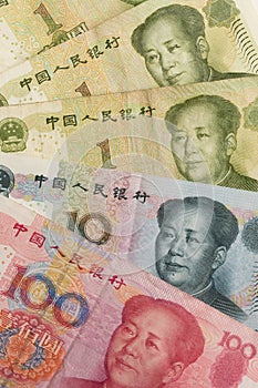 Chinese Yuan Renminbi bank notes close-up