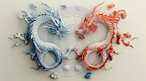 Chinese Zodiac Dragon in Tatton Design: Mythical Creature of Eastern Asia Culture