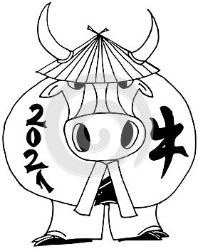 Chinese zodiac ox with hat