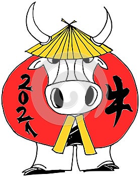 Chinese zodiac ox with hat