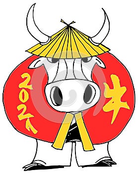 Chinese zodiac ox with hat
