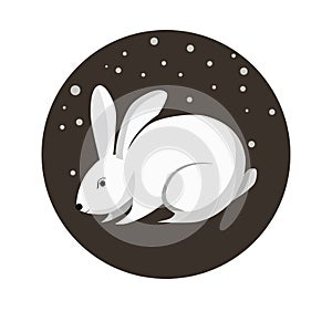 Chinese zodiac sign Rabbit vector horoscope icon or symbol