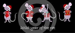 Chinese zodiac sign Year of the Rat, Stickers for children Happy Chinese New Year 2020 rat