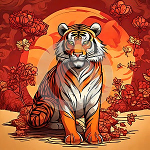 Chinese zodiac tiger - ai generated image